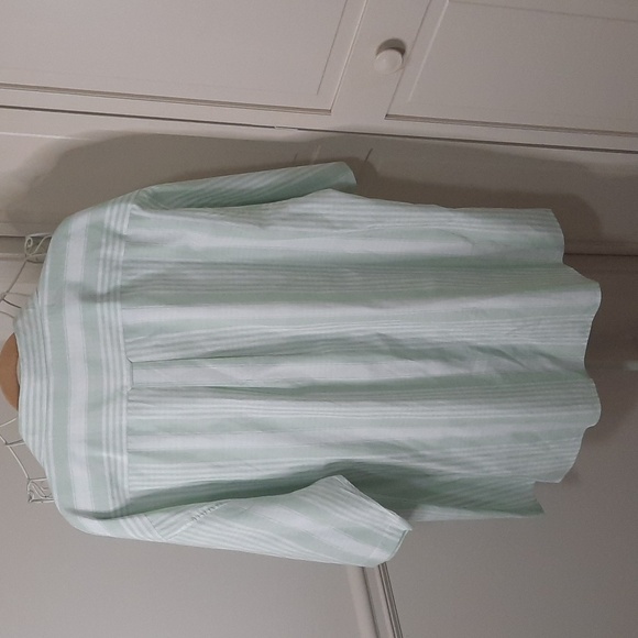 Nob Hill Mint Green Striped Casual Button Down Shirt - Picture 3 of 5